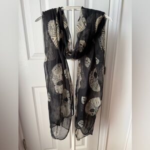 Women’s Black Skull Print Scarf/Wrap